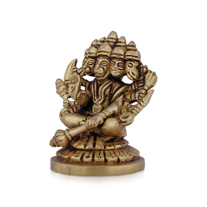 Panchmukhi Hanuman Murti - 3 x 3 Inches | Antique Brass Idol/ Panchmukhi Hanuman Statue for Pooja/ 400 Gms