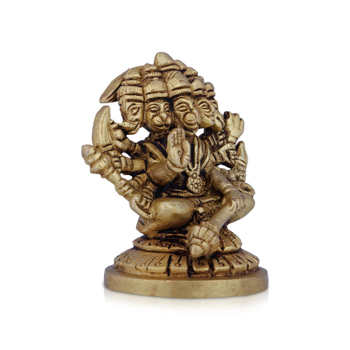 Panchmukhi Hanuman Murti - 3 x 3 Inches | Antique Brass Idol/ Panchmukhi Hanuman Statue for Pooja/ 400 Gms