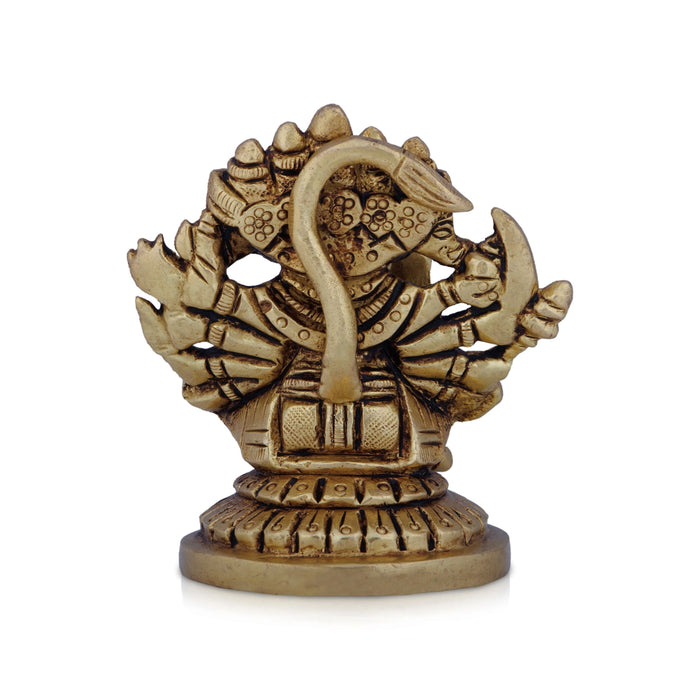 Panchmukhi Hanuman Murti - 3 x 3 Inches | Antique Brass Idol/ Panchmukhi Hanuman Statue for Pooja/ 400 Gms