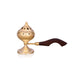 Dhoop Stand With Wooden Handle - 5 x 8 Inches | Brass Sambrani Holder With Lid/ Dhoop Dhani for Pooja/ 195 Gms - Sambrani Stand