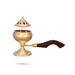 Dhoop Stand With Wooden Handle - 5 x 8 Inches | Brass Sambrani Holder With Lid/ Dhoop Dhani for Pooja/ 195 Gms - Sambrani Stand