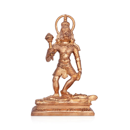 Hanuman Standing On Shani Bhagvan Murti - 6 x 3.75 Inches | Panchaloha idol / Anjaneyar Sculpture For Pooja - Panchaloha Murties