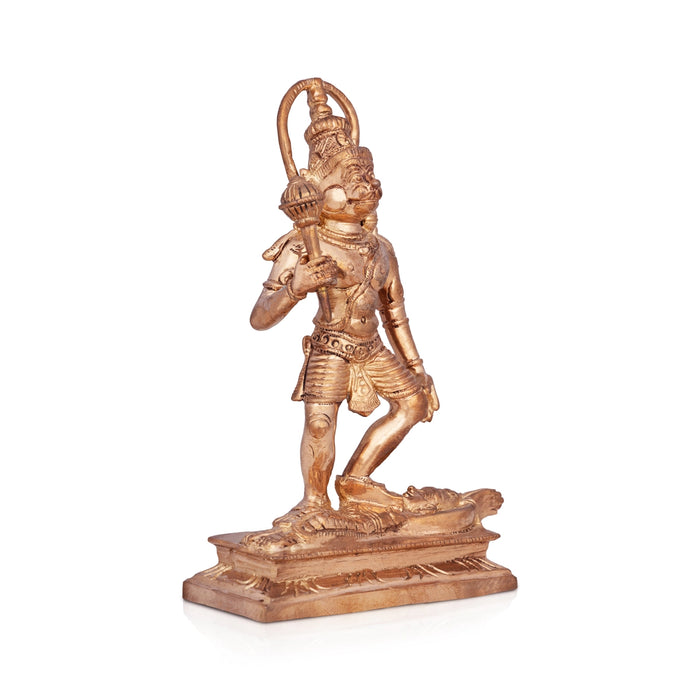 Hanuman Standing On Shani Bhagvan Murti - 6 x 3.75 Inches | Panchaloha idol / Anjaneyar Sculpture For Pooja - Panchaloha Murties