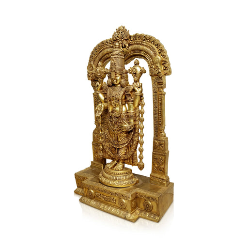 Balaji Peedam with Arch Murti - 60 x 33 Inches | Antique Brass Idol / Perumal Statue For Home & Pooja - Brass Murties