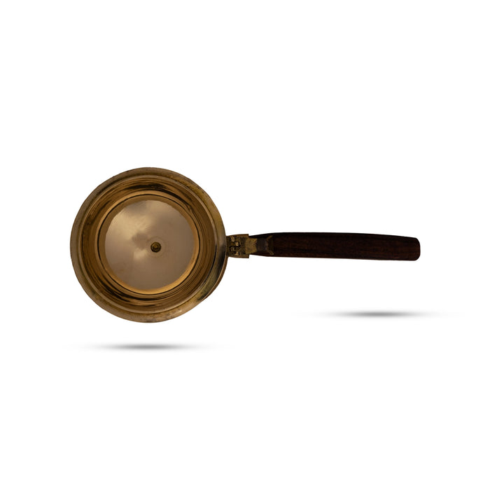 Dhoop Dhani With Lid - 7 x 8 Inches | Brass Dhup Dhani With Wooden Handle/ Sambrani Burner for Pooja/ 355 Gms - Sambrani Stand