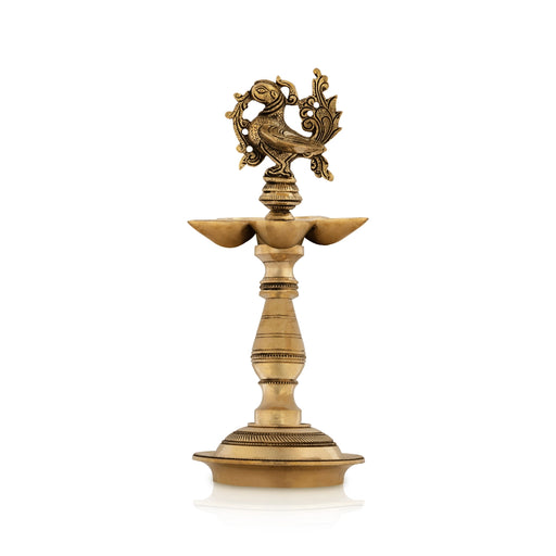 5 Face Vilakku With Annam Design - 9.5 x 5 Inches | Antique Brass Lamp/ Brass Deepam for Pooja/ 1.630 Kgs Approx - 5 Faced lamp