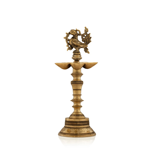 5 Face Vilakku With Annam Design - 12 x 5 Inches | Antique Brass Lamp/ Brass Deepam for Pooja/ 2.145 Kgs Approx - 5 Faced lamp