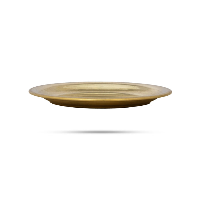 Brass Plate - 0.25 x 3 Inches | Thali Plate/ Pooja Plate for Home & Puja Purpose - Pooja Plate & Tray