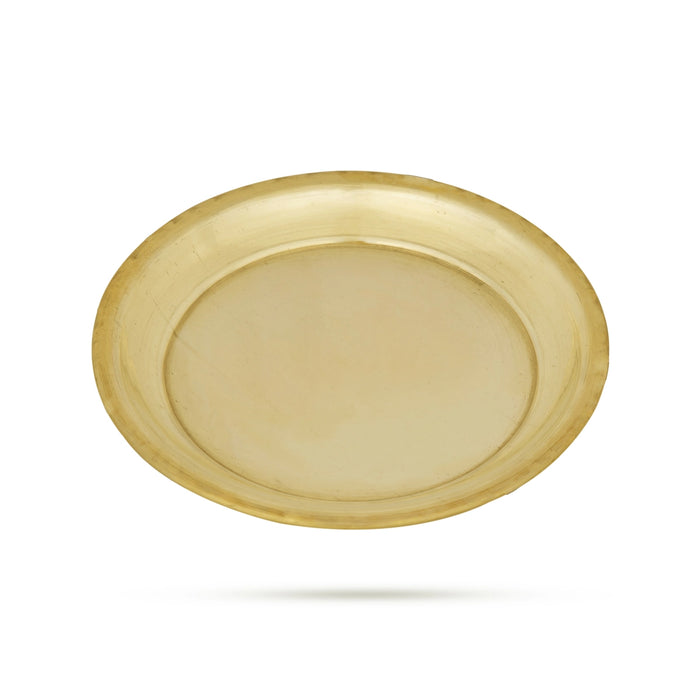 Brass Plate - 0.25 x 3.5 Inches | Thali Plate/ Pooja Plate for Home & Puja Purpose - Pooja Plate & Tray