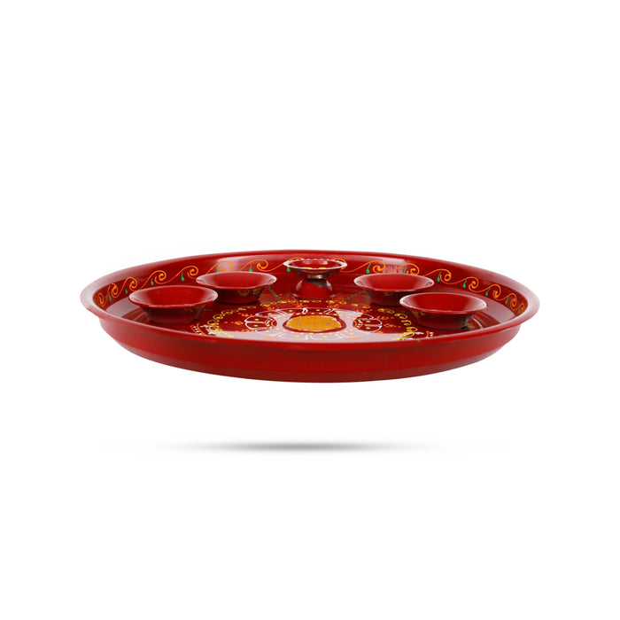 Decorative Plate - 10 Inches | Designing Plate/ Thali Plate/ Pooja Plate for Home - Pooja Plate & Tray