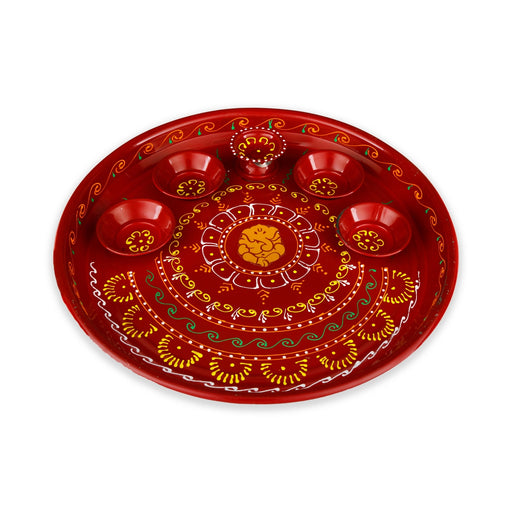 Decorative Plate - 10 Inches | Designing Plate/ Thali Plate/ Pooja Plate for Home - Pooja Plate & Tray