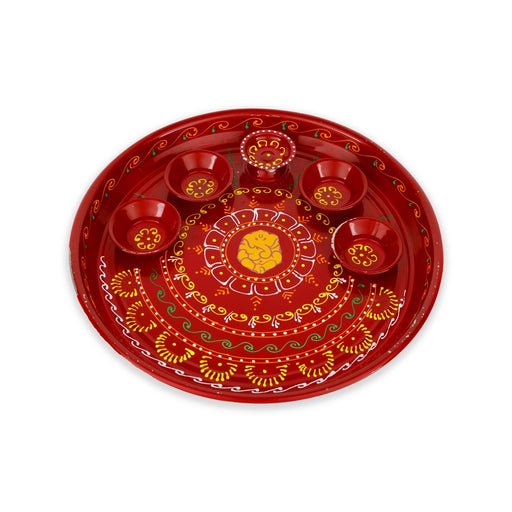 Decorative Plate - 10 Inches | Designing Plate/ Thali Plate/ Pooja Plate for Home - Pooja Plate & Tray