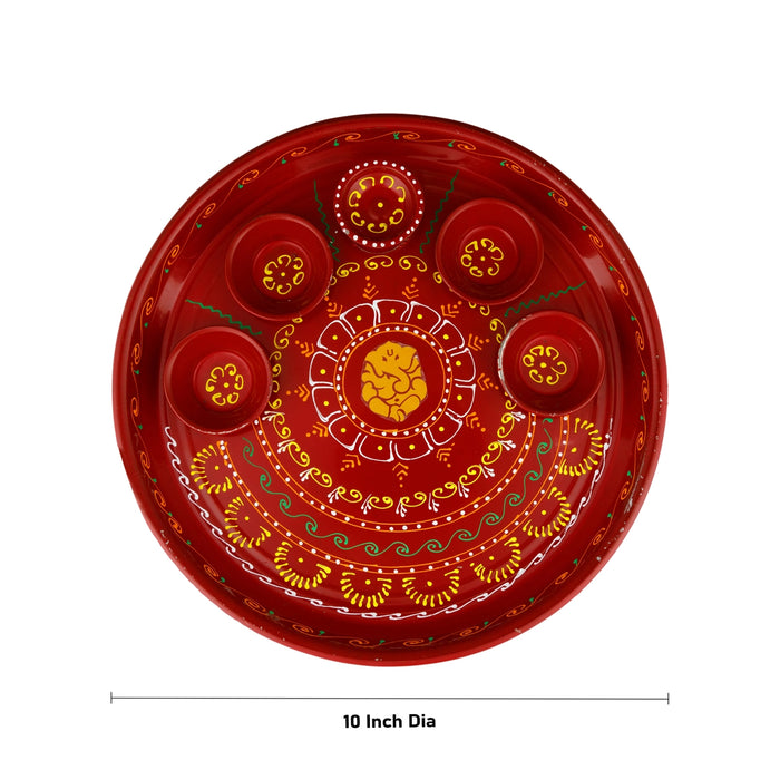 Decorative Plate - 10 Inches | Designing Plate/ Thali Plate/ Pooja Plate for Home - Pooja Plate & Tray
