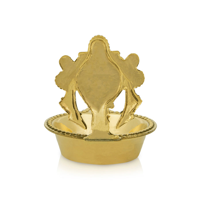 Shankh Design Brass Lamp - 2.25 x 2 Inches | Brass Deepam/ Brass Vilakku for Pooja - Deity Lamps