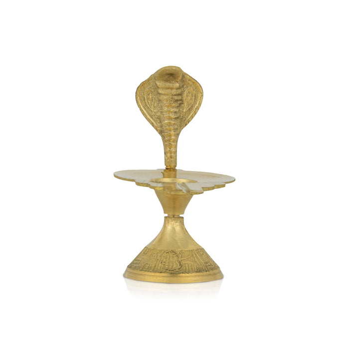 Shiv Ling Stand With Nag - 3.5 x 3 Inches | Brass Lingam Stand/ Brass Shivling Stand for Shiva Lingam - Abhishek Plate