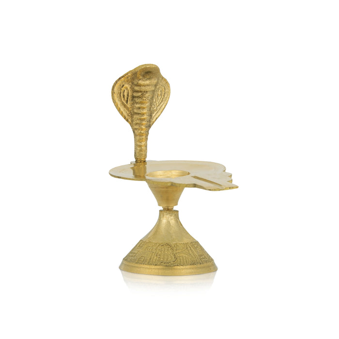 Shiv Ling Stand With Nag - 3.5 x 3 Inches | Brass Lingam Stand/ Brass Shivling Stand for Shiva Lingam - Abhishek Plate
