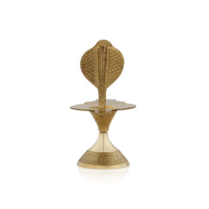 Shiv Ling Stand With Nag - 4 x 3.75 Inches | Brass Lingam Stand/ Brass Shivling Stand for Shiva Lingam - Abhishek Plate