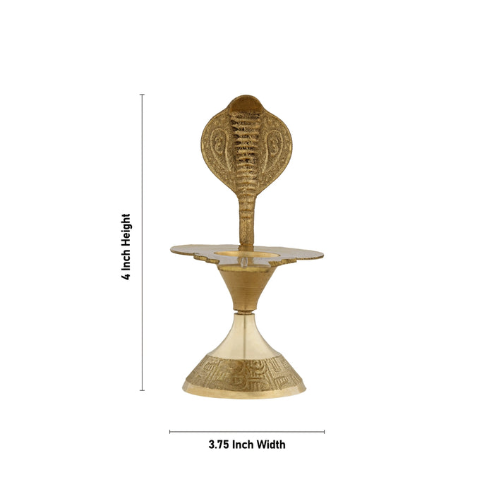 Shiv Ling Stand With Nag - 4 x 3.75 Inches | Brass Lingam Stand/ Brass Shivling Stand for Shiva Lingam - Abhishek Plate