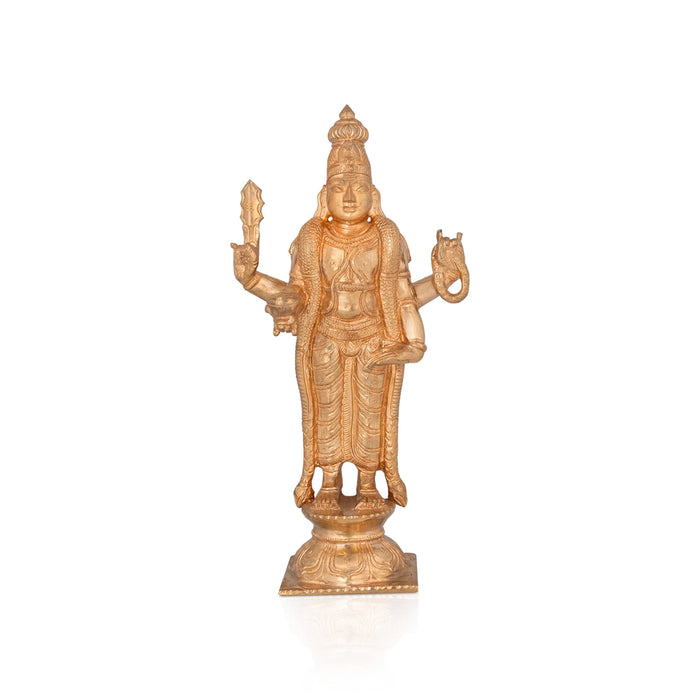 Thiruchendur Murugan On Base Murti - 10.5 x 5 Inches | Panchaloha Idol / Murugan Statue Decor For Home & Pooja - Panchaloha Murties