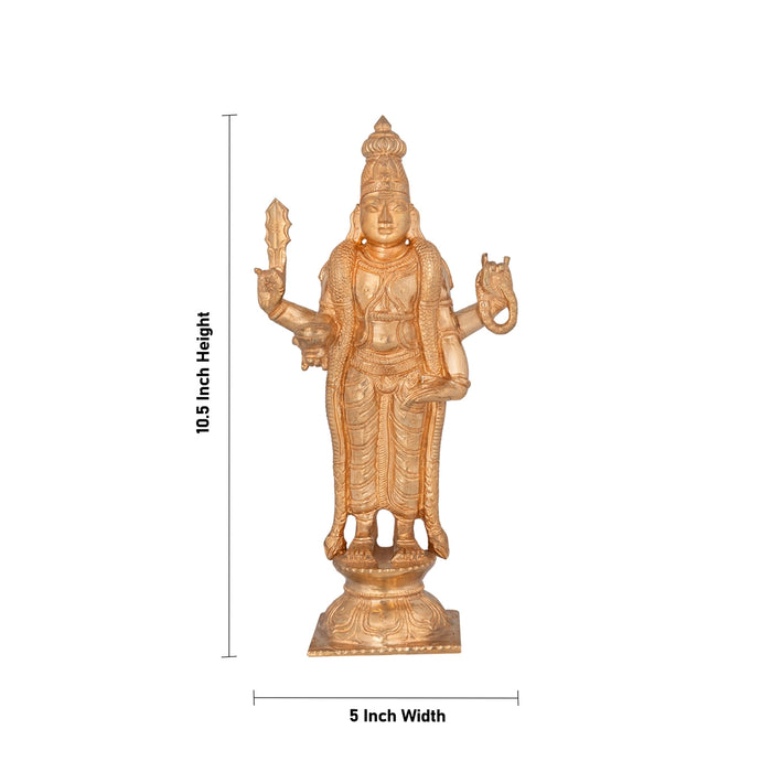 Thiruchendur Murugan On Base Murti - 10.5 x 5 Inches | Panchaloha Idol / Murugan Statue Decor For Home & Pooja - Panchaloha Murties