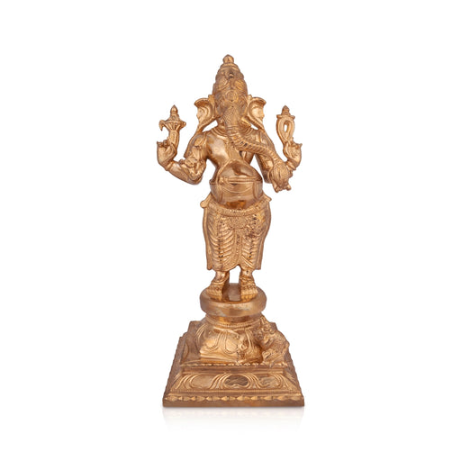 Ganesha Standing On Base Murti -10.5 x 5 Inches | Panchaloha Idol/ Ganapathi Statue Decor for Home & Pooja - Panchaloha Murties
