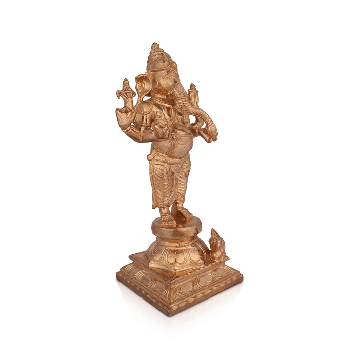 Ganesha Standing On Base Murti -10.5 x 5 Inches | Panchaloha Idol/ Ganapathi Statue Decor for Home & Pooja - Panchaloha Murties