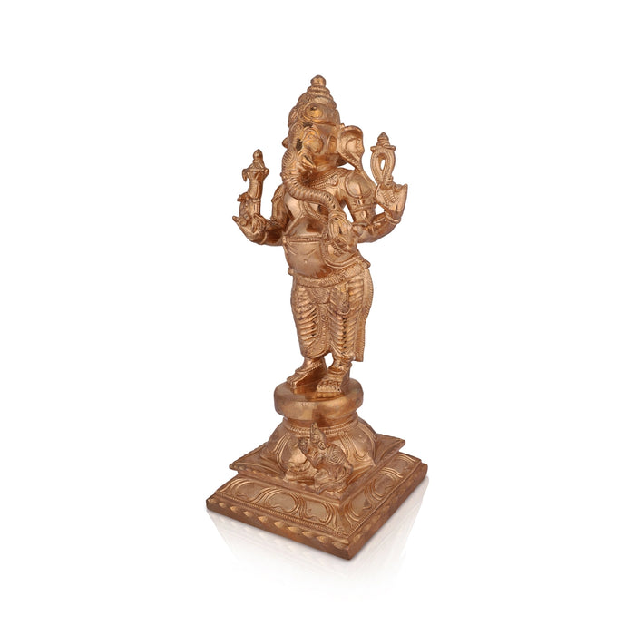 Ganesha Standing On Base Murti -10.5 x 5 Inches | Panchaloha Idol/ Ganapathi Statue Decor for Home & Pooja - Panchaloha Murties
