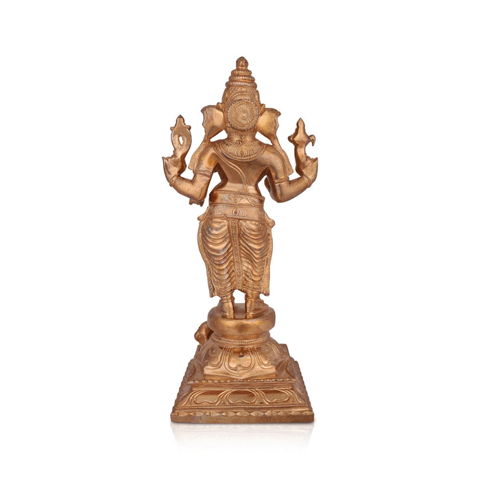 Ganesha Standing On Base Murti -10.5 x 5 Inches | Panchaloha Idol/ Ganapathi Statue Decor for Home & Pooja - Panchaloha Murties