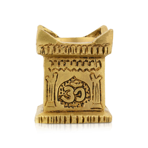 Brass Lamp - 2 x 1.5 Inches | Tulasi Maadam Shape Vilakku/ Antique Polish Deepam for Pooja - Decorative Lamp