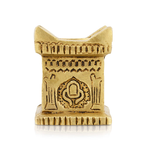 Brass Lamp - 2 x 1.5 Inches | Tulasi Maadam Shape Vilakku/ Antique Polish Deepam for Pooja - Decorative Lamp