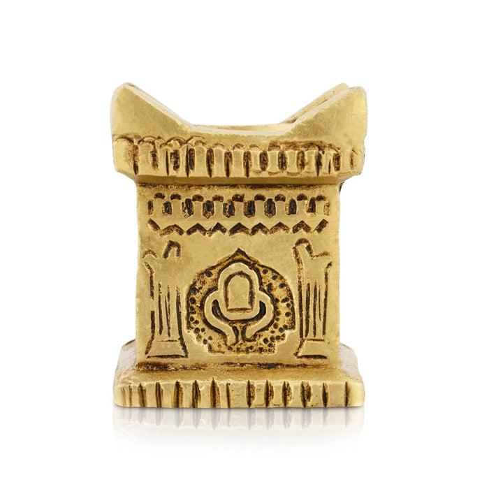 Brass Lamp - 2 x 1.5 Inches | Tulasi Maadam Shape Vilakku/ Antique Polish Deepam for Pooja - Decorative Lamp