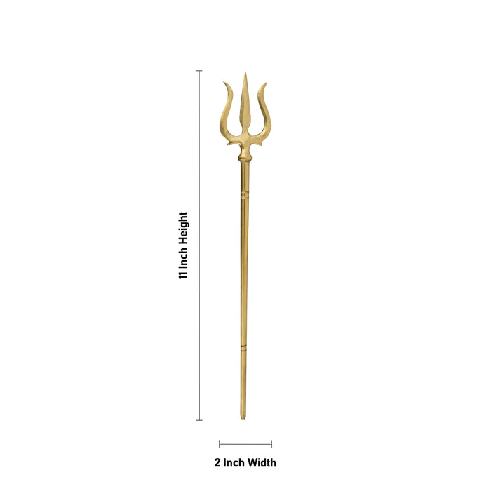 Trishul - 11 x 1.75 Inches | Brass Astras/ Brass Soolam for Deity - Deity Accessories