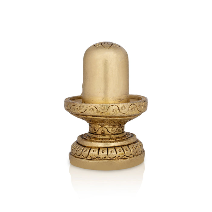 Shiv Ling Murti With Nandi Face Avudaiyar - 3.25 x 3.5 Inches | Antique Brass Shiva Lingam Statue for Pooja - Brass Murties