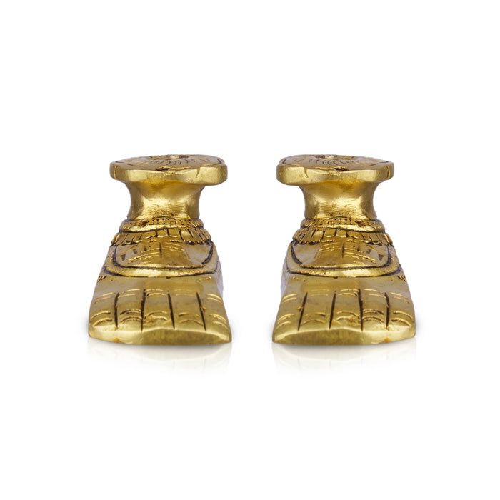 Lakshmi Padham Pair - 1.25 x 2.75 Inches | Brass Paduka/ Antique Polish Lakshmi Charan Paduka for Pooja - Pooja Box & Paduka