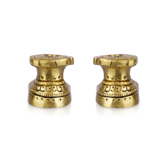 Lakshmi Padham Pair - 1.25 x 2.75 Inches | Brass Paduka/ Antique Polish Lakshmi Charan Paduka for Pooja - Pooja Box & Paduka
