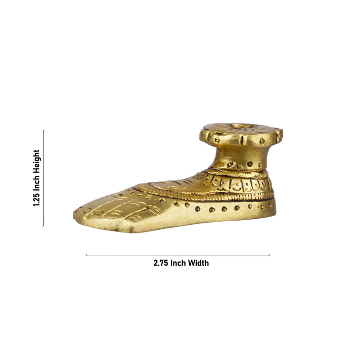 Lakshmi Padham Pair - 1.25 x 2.75 Inches | Brass Paduka/ Antique Polish Lakshmi Charan Paduka for Pooja - Pooja Box & Paduka