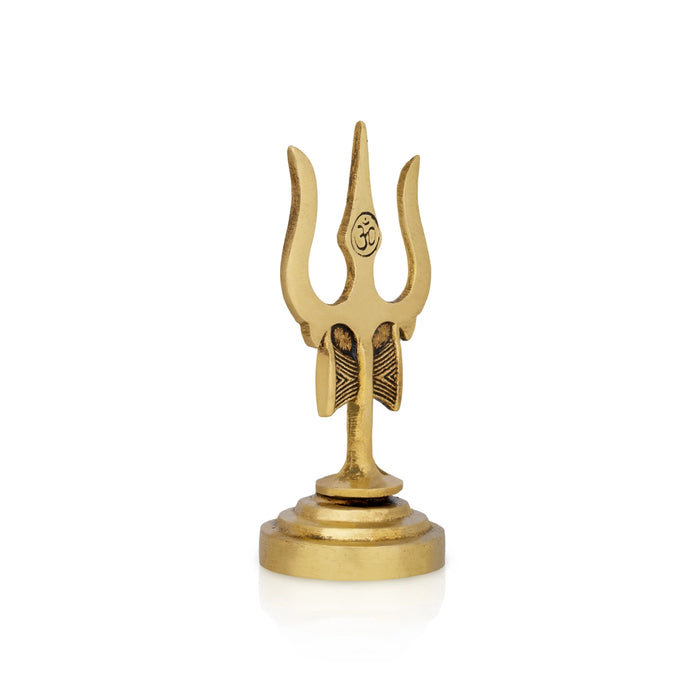 Brass Trishul With Base - 4.5 x 2.25 Inches | God Shiva Trishul/ Antique Polish Soolam/ Durga Trishul for Pooja - Deity Accessories