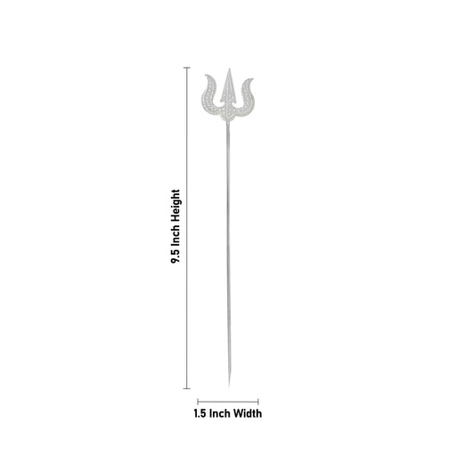 Trishul - 9.5 x 1.5 Inches | White Metal Astras/ God Shiva Trishul/ Soolam/ Durga Maa Trishul for Pooja - Deity Accessories