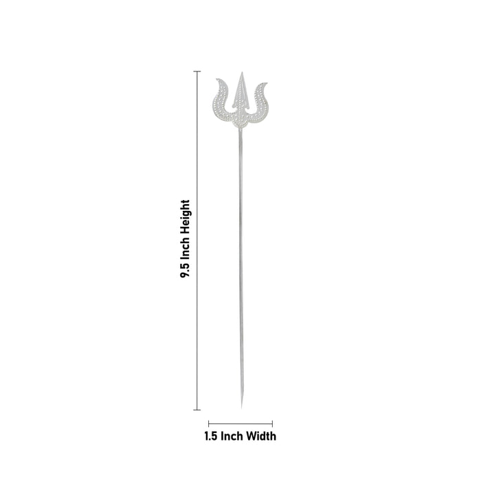 Trishul - 9.5 x 1.5 Inches | White Metal Astras/ God Shiva Trishul/ Soolam/ Durga Maa Trishul for Pooja - Deity Accessories
