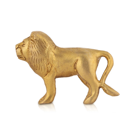 Lion Statue - 2.25 X 3 Inches | Brass Idol/ Lion Sculpture/ Lion Idol For Home Decor, Office Desk And Gifting - Table Stand Accessories