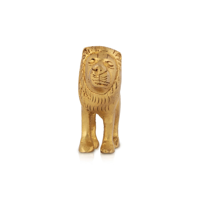 Lion Statue - 2.25 X 3 Inches | Brass Idol/ Lion Sculpture/ Lion Idol For Home Decor, Office Desk And Gifting - Table Stand Accessories