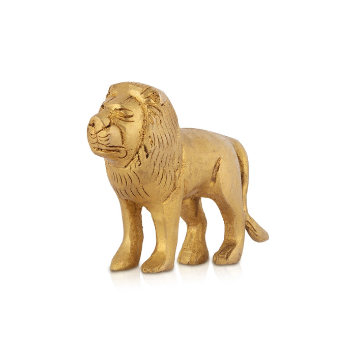 Lion Statue - 2.25 X 3 Inches | Brass Idol/ Lion Sculpture/ Lion Idol For Home Decor, Office Desk And Gifting - Table Stand Accessories