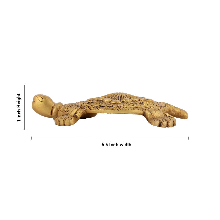 Tortoise Statue - 1 X 5.5 Inches | Brass Idol/ Tortoise Idol/ Tortoise Sculpture For Home And Vastu Remedies - Table Stand Accessories