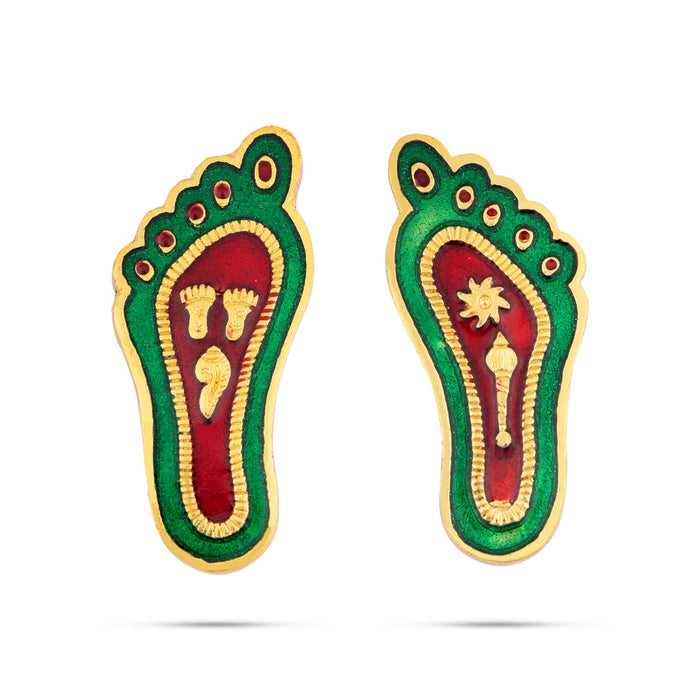 Padam Pair - 1 x 3 Inches | Metal Padham/ Metal Paduka for Pooja - Pooja Box & Paduka