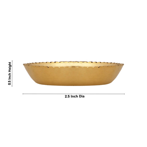 Brass Plate - 0.5 x 2.5 Inches | Engraved Flower Design Thali Plate/ Pooja Plate for Home - Pooja Plate & Tray