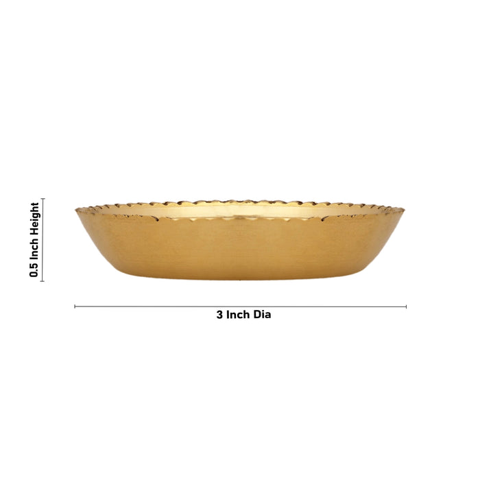 Brass Plate - 0.5 x 3 Inches | Engraved Flower Design Thali Plate/ Pooja Plate for Home - Pooja Plate & Tray