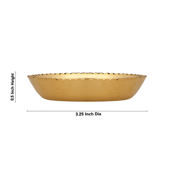 Brass Plate - 0.5 x 3.25 Inches | Engraved Flower Design Thali Plate/ Pooja Plate for Home - Pooja Plate & Tray