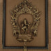 Brass Dancing Ganesh Murti With Diya Framed On Raw Silk Photo Frame - 18 x 15.5 Inches | Ganpati Picture Frame - Hindu God Photos & Frames
