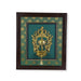 Brass Arch Shankh With Diya Framed On Raw Silk Photo Frame - 18 x 15.5 Inches | Thiruvachi &Bell Picture Frame - Hindu God Photos & Frames