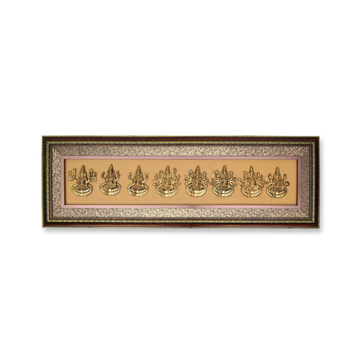Brass Ashtalakshmi Idol Photo Frame - 48 x 16 Inches | Ashtalaxmi Murti Picture Frame for Wall Decoration - Hindu God Photos & Frames